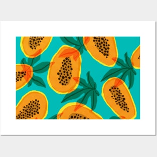 Teal Papayas Posters and Art